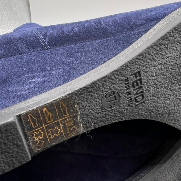 FENDI Women’s Navy Blue Suede Wedge Ankle Booties Size 37.5/6.5 NEW - Picture 6 of 8